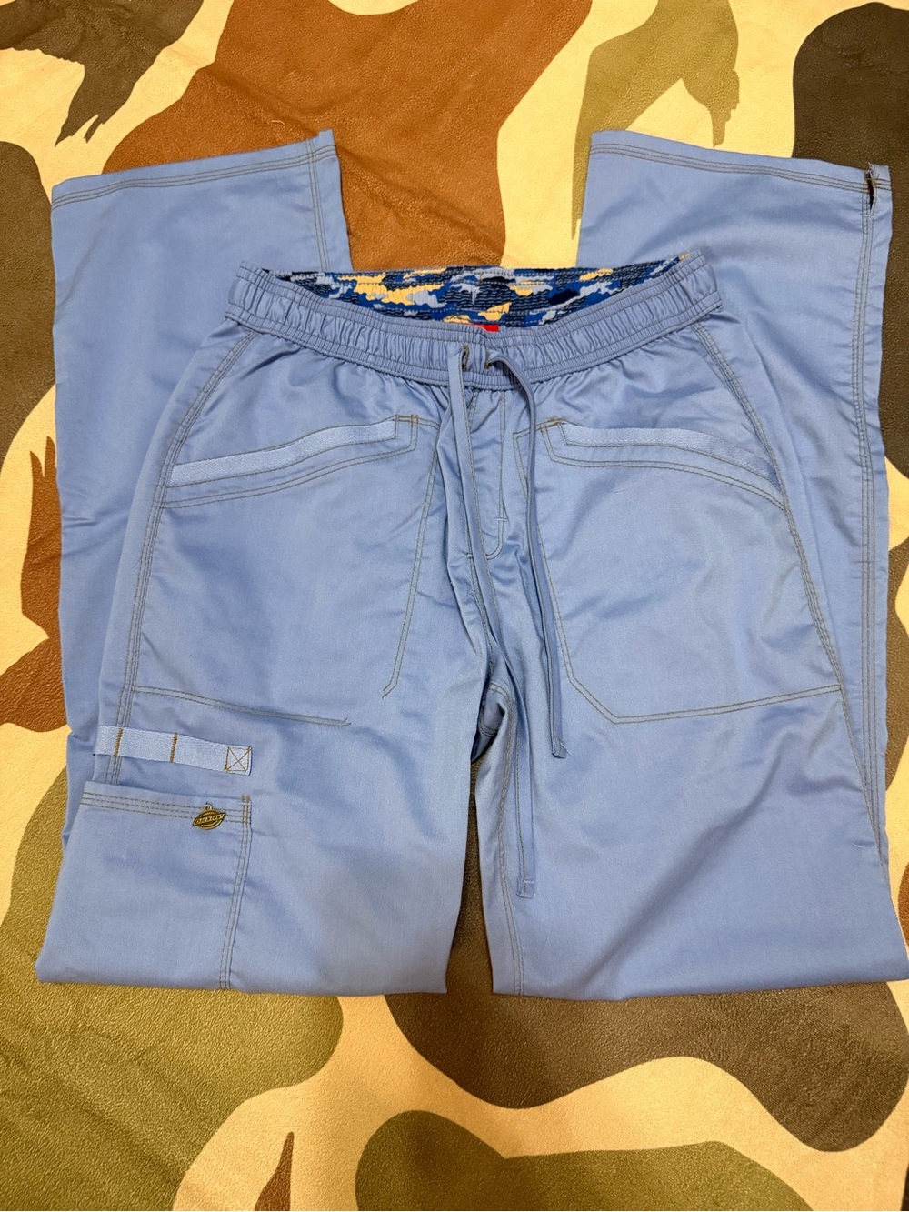 Light Blue Drawstring Scrub Pants